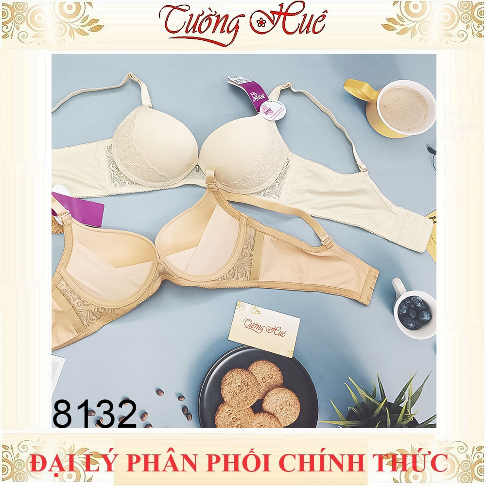 Áo lót nữ annie Bra 8132 B áo ngực nâng phối ren hoa không gọng.