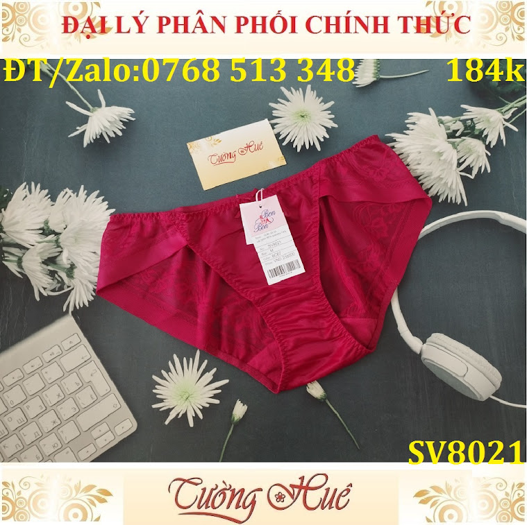 Quần lót nữ Bon Bon SV8021 ren lưới hoa văn, lưng vừa.
