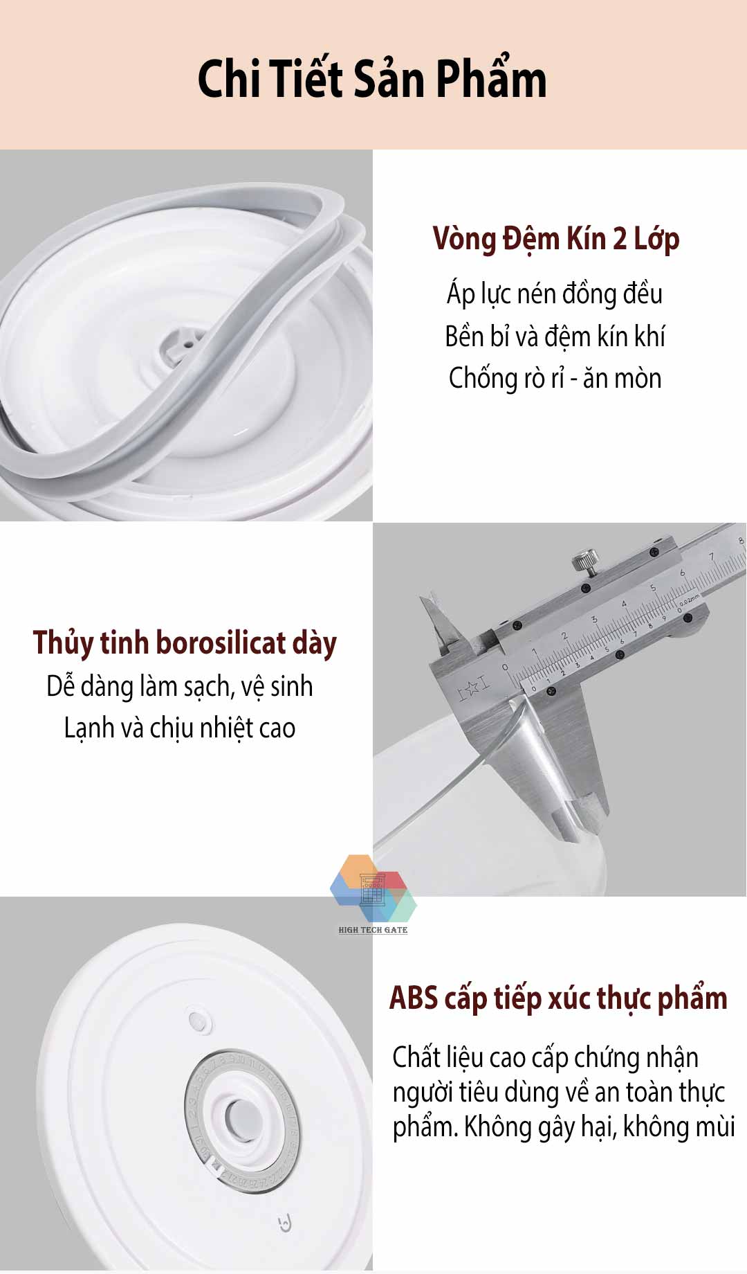 Hộp thủy tinh bảo quản chân không thực phẩm gia đình Xiaomi Youpin BUD, hàng chính hãng