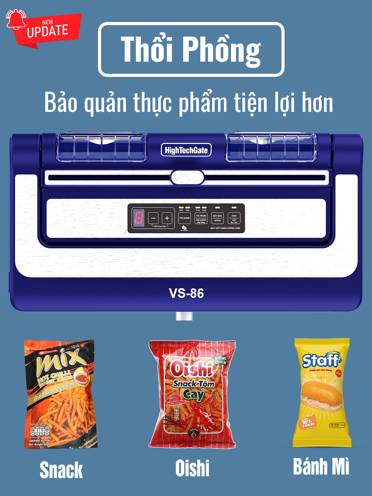  Máy Hút Chân Không VS86 Hút Mọi Loại Túi, 2 Động Cơ, Hàn Thông Minh Hàng