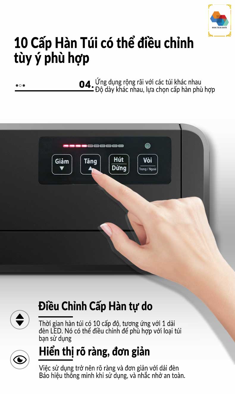 Máy hút chân không ShineYe HTG-P290A không kén túi, bao bì, bọc hút,phiên bản tiếng việt, hàng chính hãng
