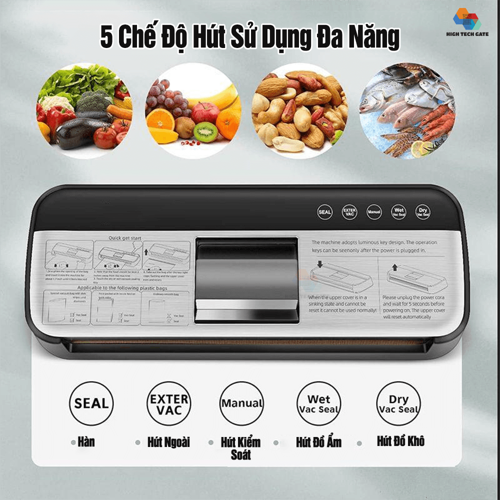 Máy hút chân không thực phẩm AP-18 tự động hoàn toàn, tích hợp 5 chế độ hút đơn giản, cơ chế đóng mở nắp máy tự động bền bỉ, hàng chính hãng