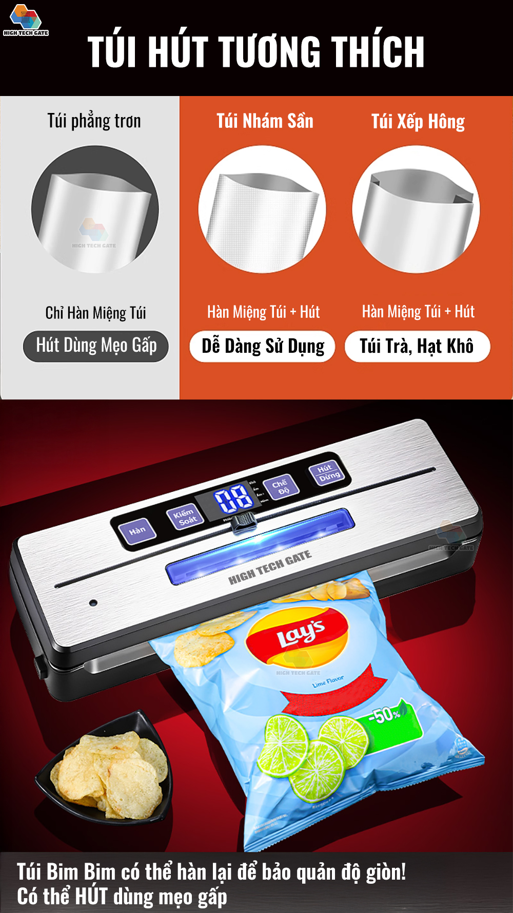 Máy hút chân không thực phẩm W231 túi sử dụng đơn giản