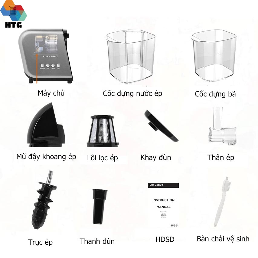 Bộ sản phẩm máy ép chậm lufvebut bp800 ép tiện lợi