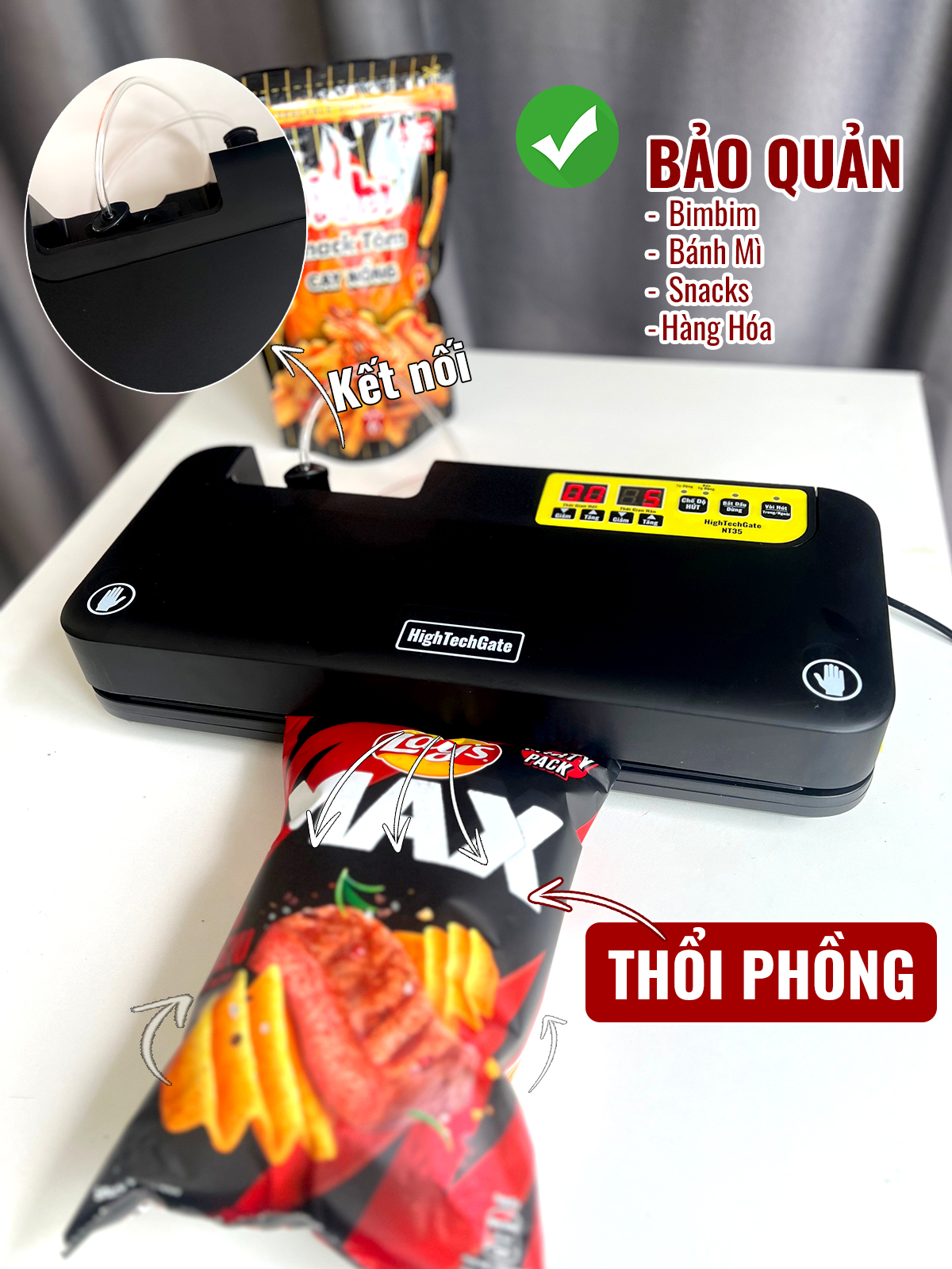 Máy Hút Chân Không Bán Công Nghiệp NT35 Không Kén Túi, Ép Chân Không Lớn 35cm Cho Hộ Kinh Doan