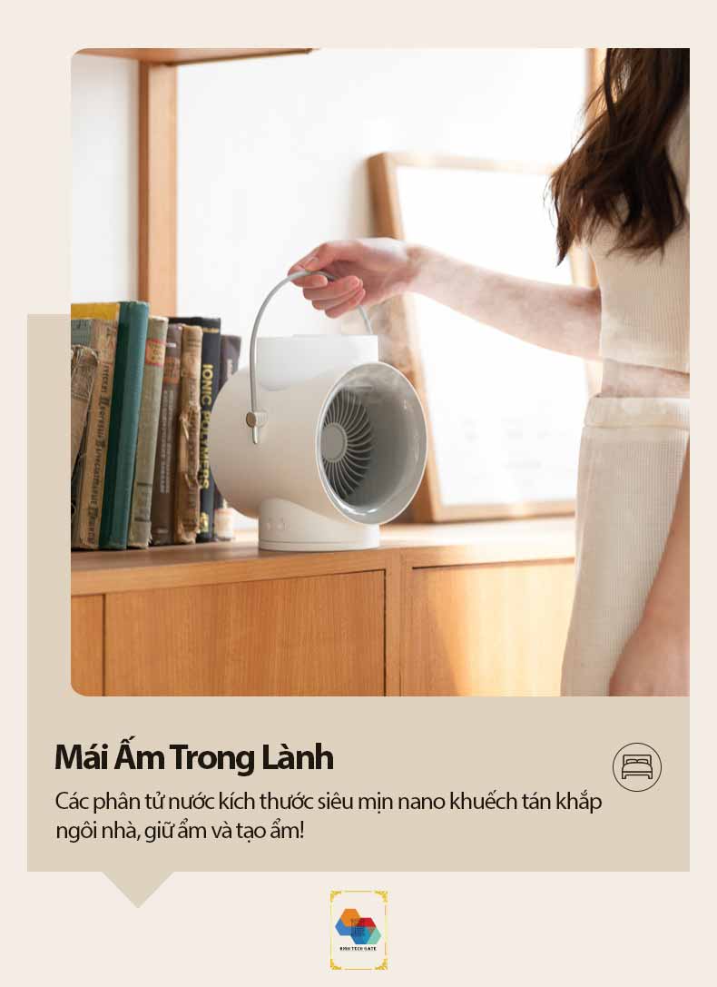 Quạt không dây phun sương tạo ẩm WT-F50 kết hợp tinh dầu tạo hương thơm, tự đông xoay 120º, 3 cấp độ gió mạnh mẽ, kiêm đèn ngủ bật tắt bảo vệ mắt, hàng chính hãng