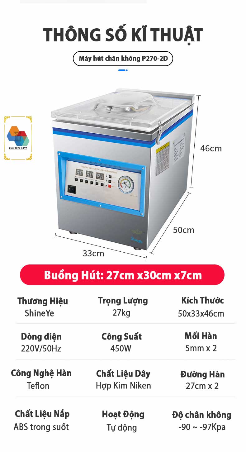 Máy hút chân không công nghiệp để bàn ShineYe P270-2D