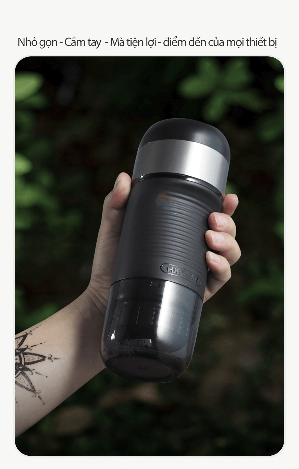 Máy pha cà phê mini HiBREW H4A cầm tay 3 trong 1 sử dụng mọi nơi, pha cafe espresso, cà phê viên nén, nóng và lạnh