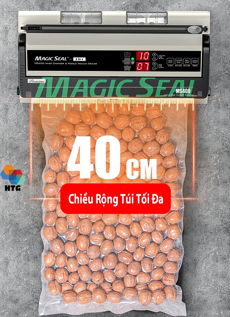 máy hút chân không thực phẩm magicseal ms400 hút mọi loại túi, siêu mạnh với 2 motor hàng chính hãng