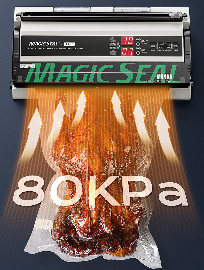máy hút chân không thực phẩm magicseal ms400 hút mọi loại túi, siêu mạnh với 2 motor hàng chính hãng