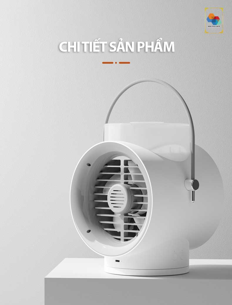 Quạt không dây phun sương tạo ẩm WT-F50 kết hợp tinh dầu tạo hương thơm, tự đông xoay 120º, 3 cấp độ gió mạnh mẽ, kiêm đèn ngủ bật tắt bảo vệ mắt, hàng chính hãng