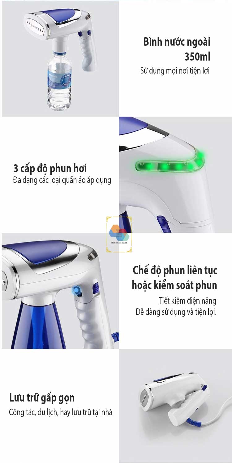 Bàn là hơi nước, máy ủi quần áo ASB-16 phiên bản đa năng 4 trong 1, ba cấp độ ủi với 1600W mạnh mẽ, gấp gọn tiện lợi sử dụng ở nhà hoặc công tác, du lịch, nạp nước ngoài tiện lợi