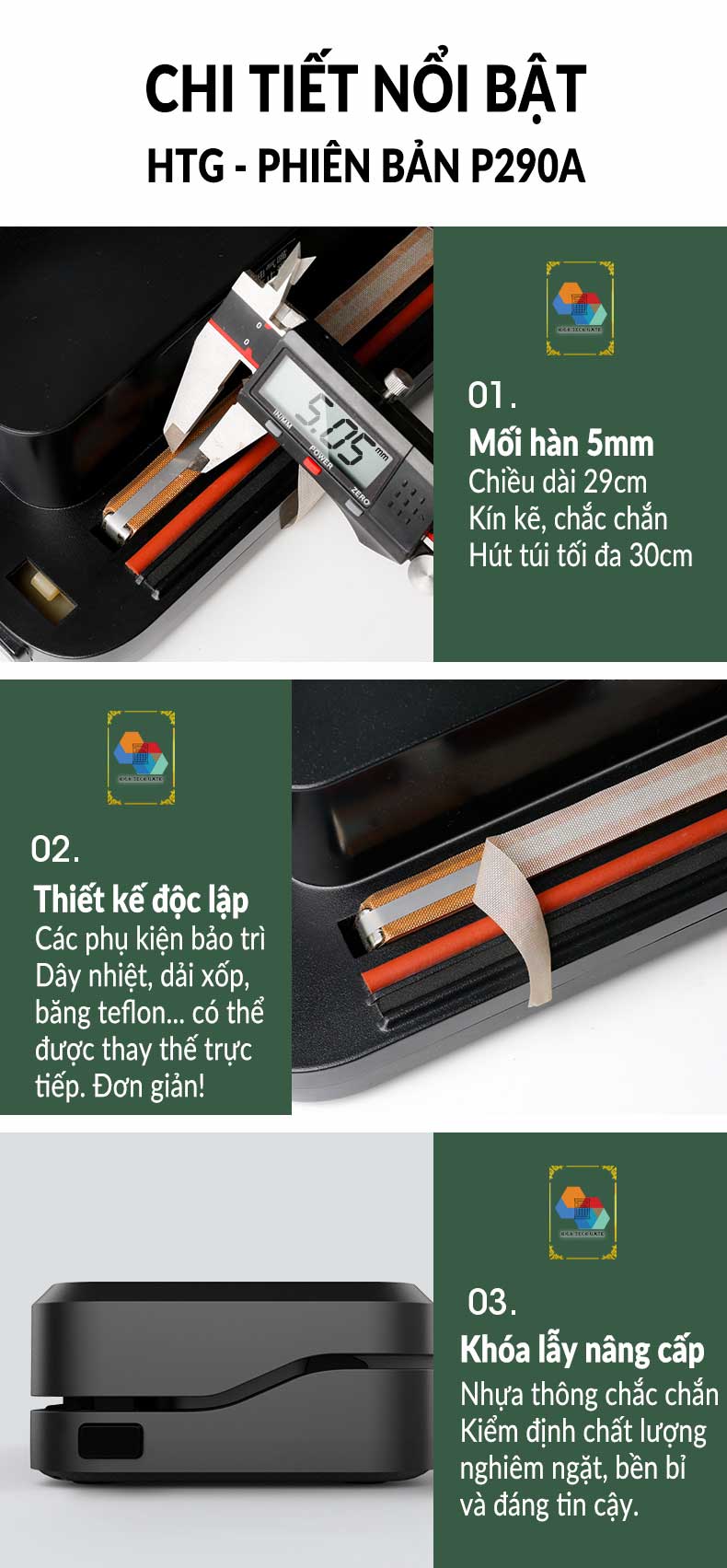 Máy hút chân không ShineYe HTG-P290A không kén túi, bao bì, bọc hút,phiên bản tiếng việt, hàng chính hãng