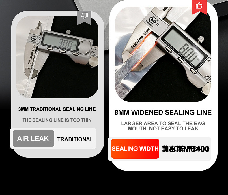 máy hút chân không thực phẩm magicseal ms400 hút mọi loại túi, siêu mạnh với 2 motor hàng chính hãng