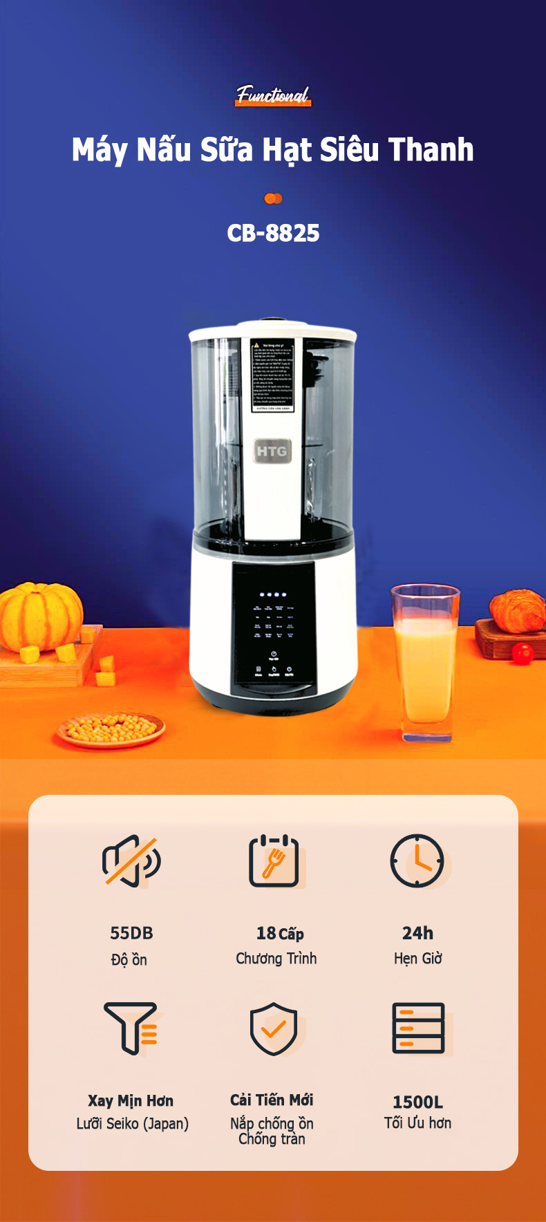 Máy làm sữa hạt siêu thanh CB8825