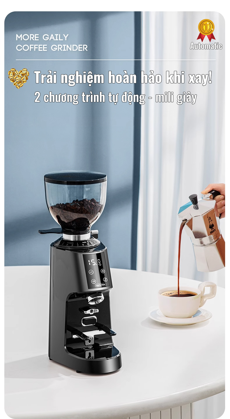 Máy Xay Cà Phê G9A Tự Động 2 Lập Trình, 100 Cấp Xay Cực Mịn, Thương Mại Chuyên Nghiệp, Bản Nâng Cấp