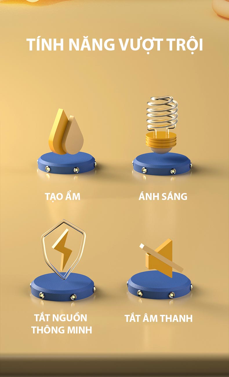 Máy xông tinh dầu Cyke WT-E19 mini để bàn, phun sương, tạo độ ẩm, phiên bản không gian có đèn ngủ