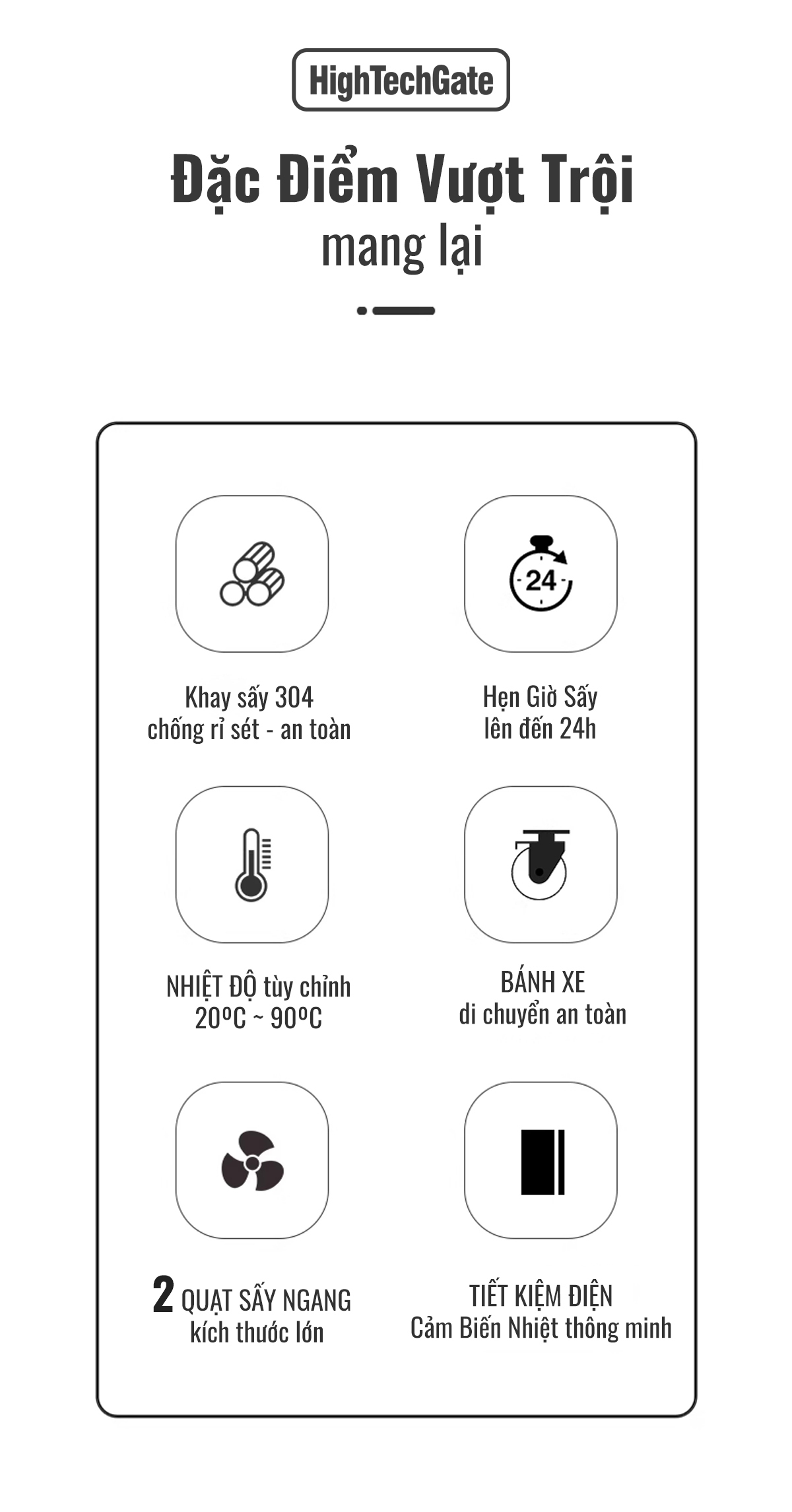 Máy sấy thực phẩm Inox 22 khay SS24H đảo 360°