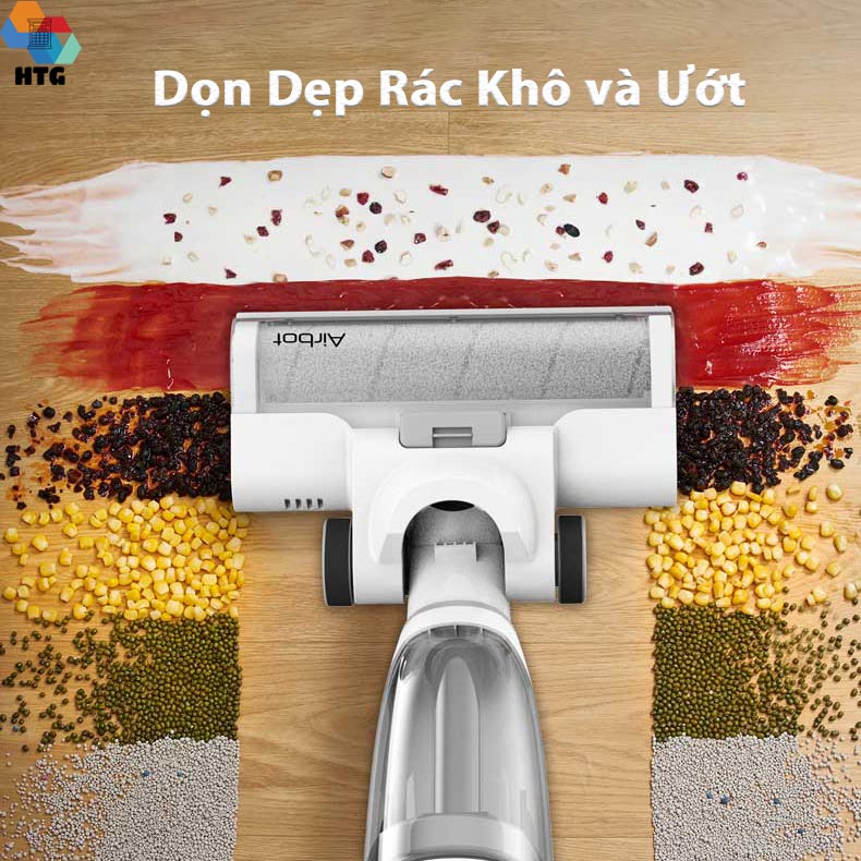 Máy hút bụi lau sàn không dây hút ướt công nghệ mới Airbot Iclean Pro, hút dầu mỡ, thức ăn, rác thải, tự động Giặt Dẻ siêu tiện lợi