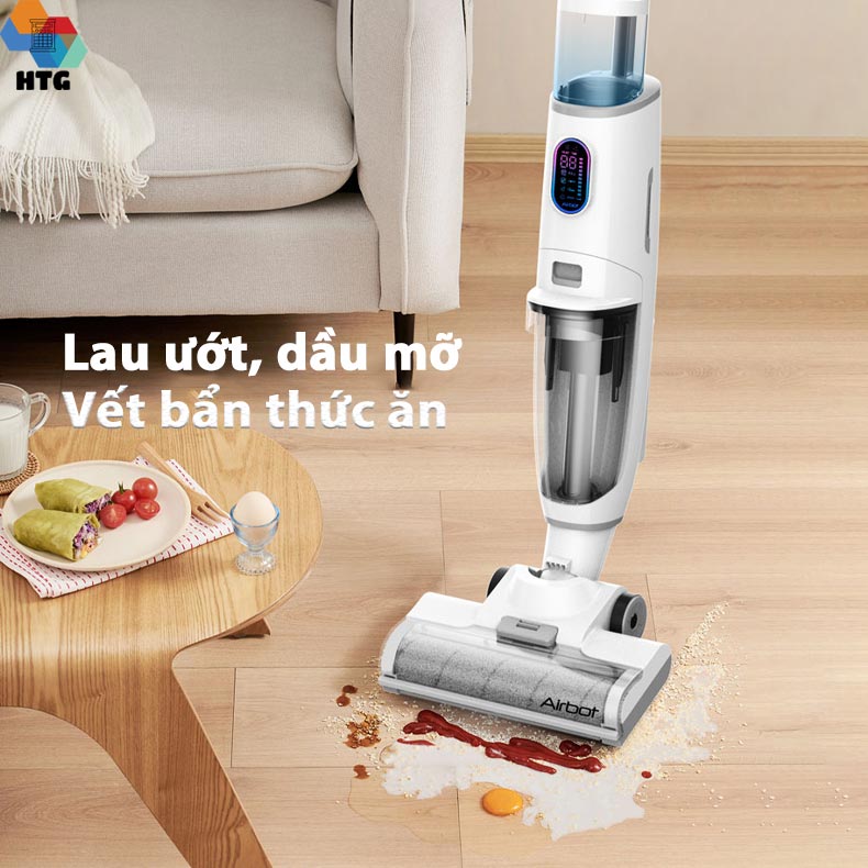 Máy hút bụi lau sàn không dây hút ướt công nghệ mới Airbot Iclean Pro, hút dầu mỡ, thức ăn, rác thải, tự động Giặt Dẻ siêu tiện lợi