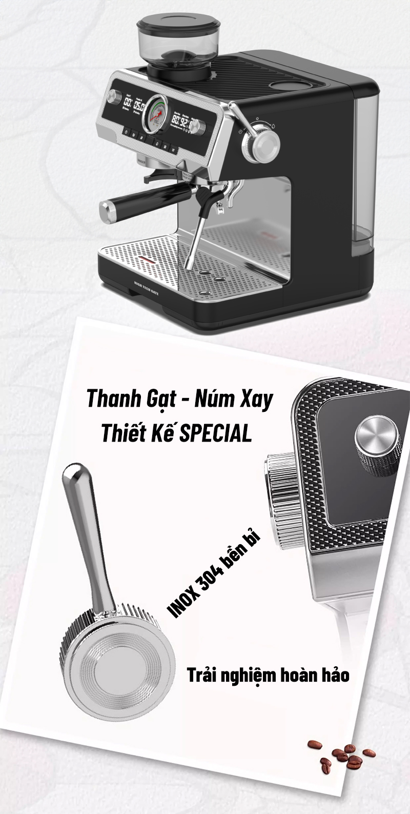 Bộ máy pha cà phê CF08 xay hạt cà phê, lấy nước nóng, đánh bọt sữa độc lập, toàn diện DIY chức năng