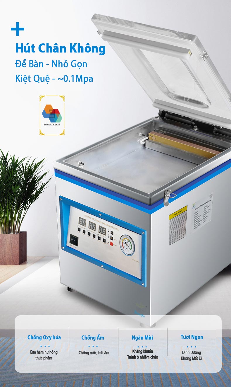 Máy hút chân không công nghiệp để bàn ShineYe P270-2D, hút mọi loại túi, mọi loại thực phẩm, tự động hoàn toàn, hút kiệt quệ -97Kpa, đường hàn đôi 27cm, hàng chính hãng