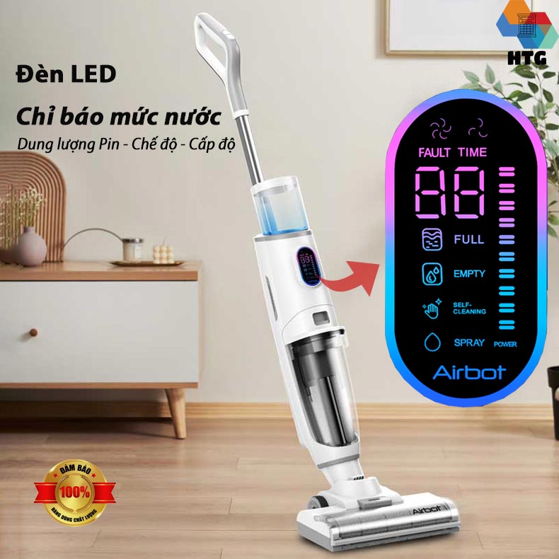 Máy hút bụi lau sàn không dây hút ướt công nghệ mới Airbot Iclean Pro, hút dầu mỡ, thức ăn, rác thải, tự động Giặt Dẻ siêu tiện lợi
