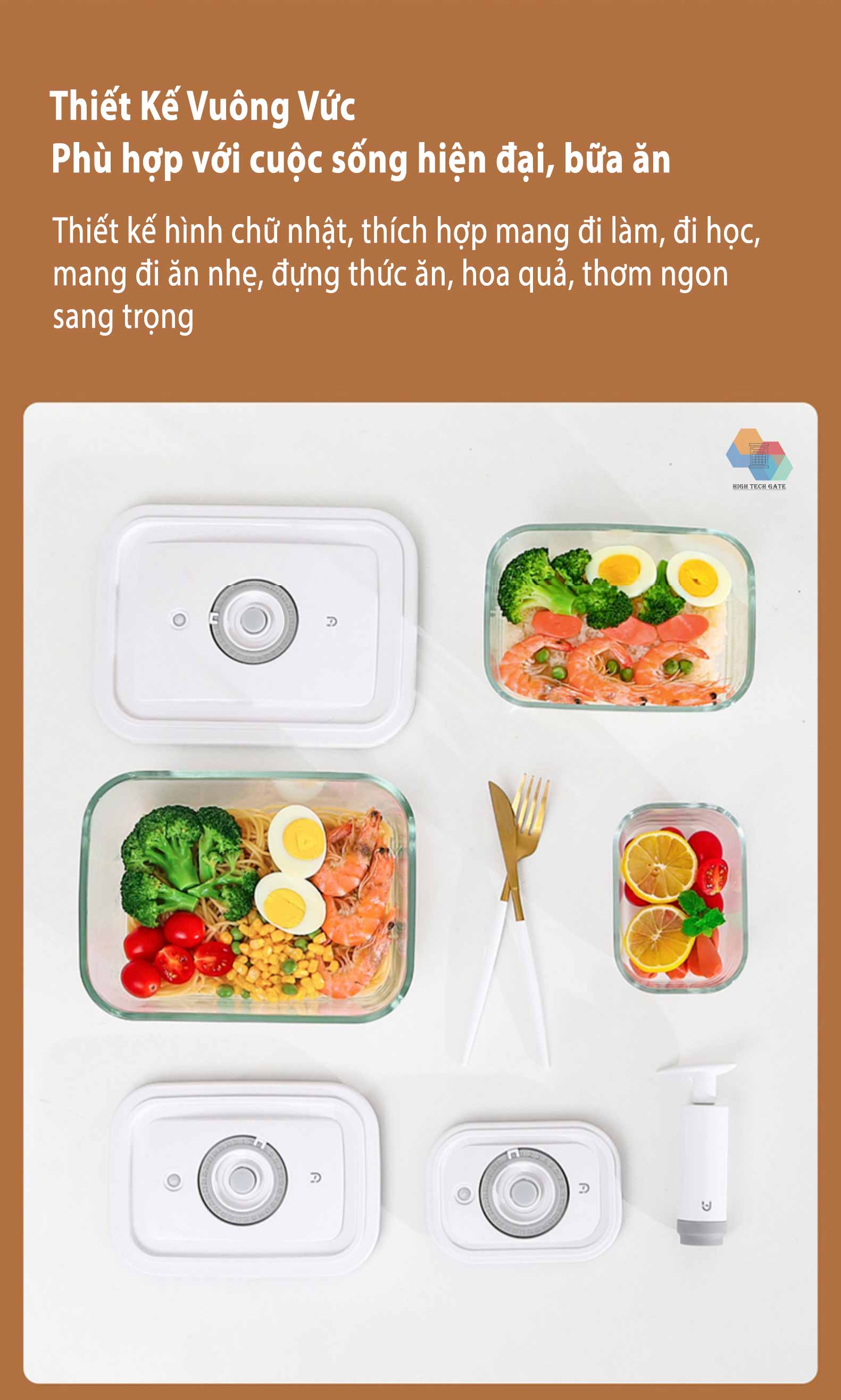 Hộp thủy tinh bảo quản chân không thực phẩm gia đình Xiaomi Youpin BUD, hàng chính hãng