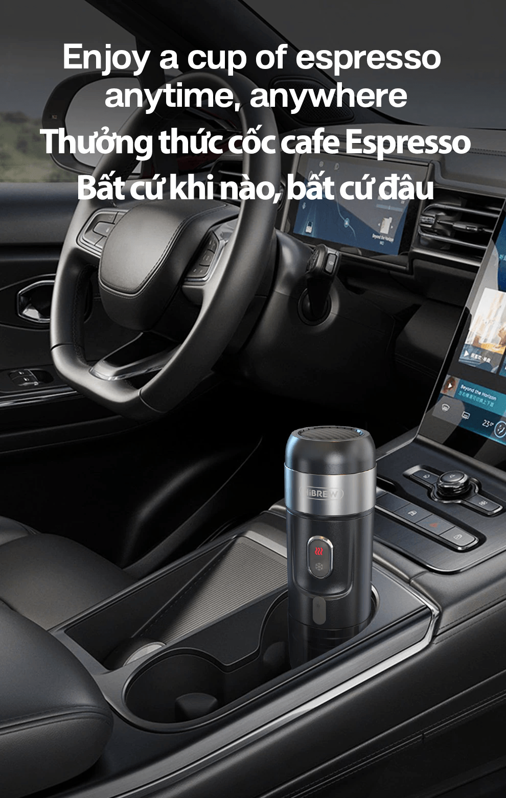 Máy pha cà phê mini HiBREW H4A cầm tay 3 trong 1 sử dụng mọi nơi, pha cafe espresso, cà phê viên nén, nóng và lạnh