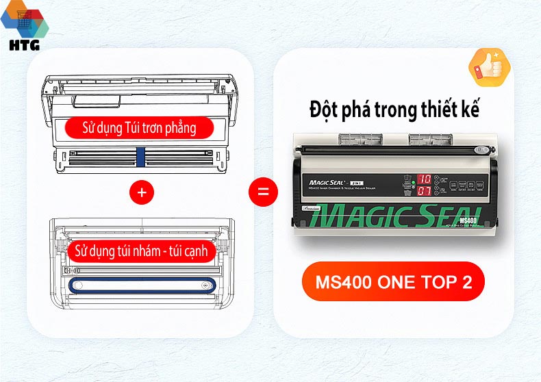 máy hút chân không thực phẩm magicseal ms400 hút mọi loại túi, siêu mạnh với 2 motor hàng chính hãng
