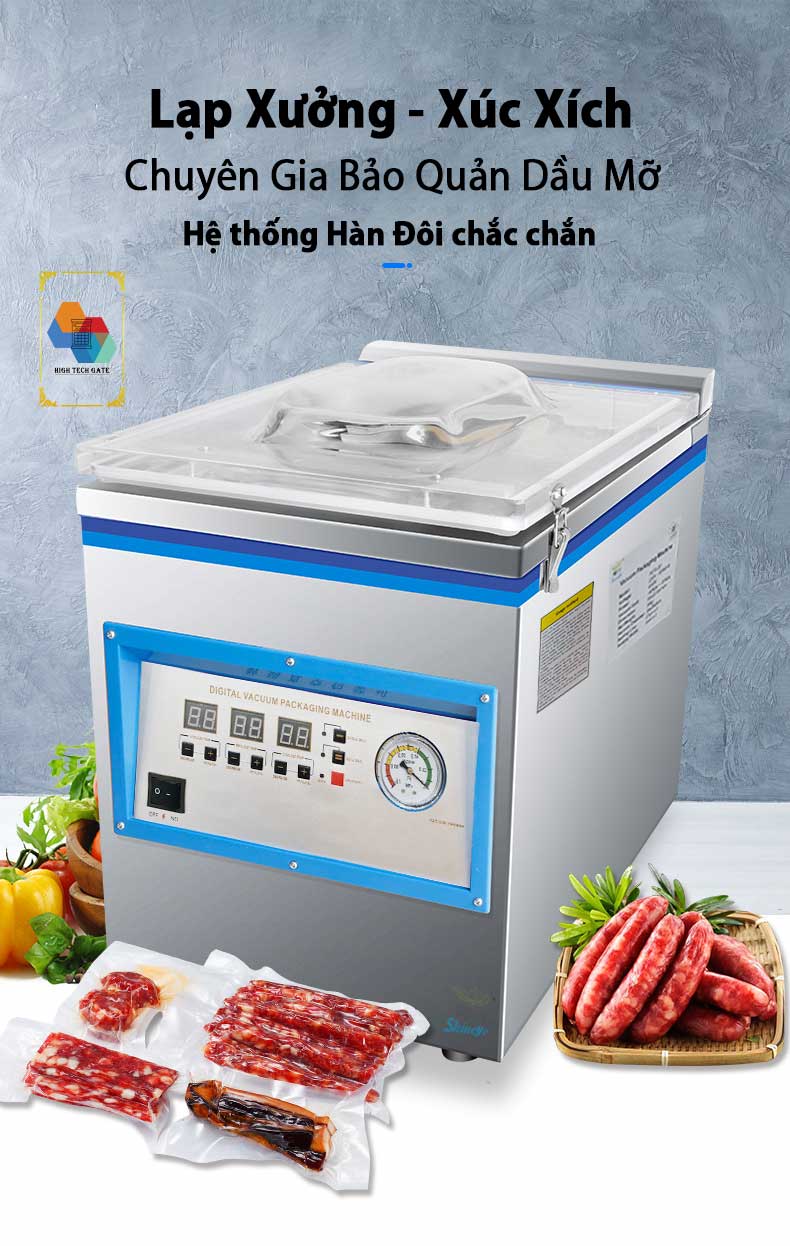Máy hút chân không công nghiệp để bàn ShineYe P270-2D, hút mọi loại túi, mọi loại thực phẩm, tự động hoàn toàn, hút kiệt quệ -97Kpa, đường hàn đôi 27cm, hàng chính hãng