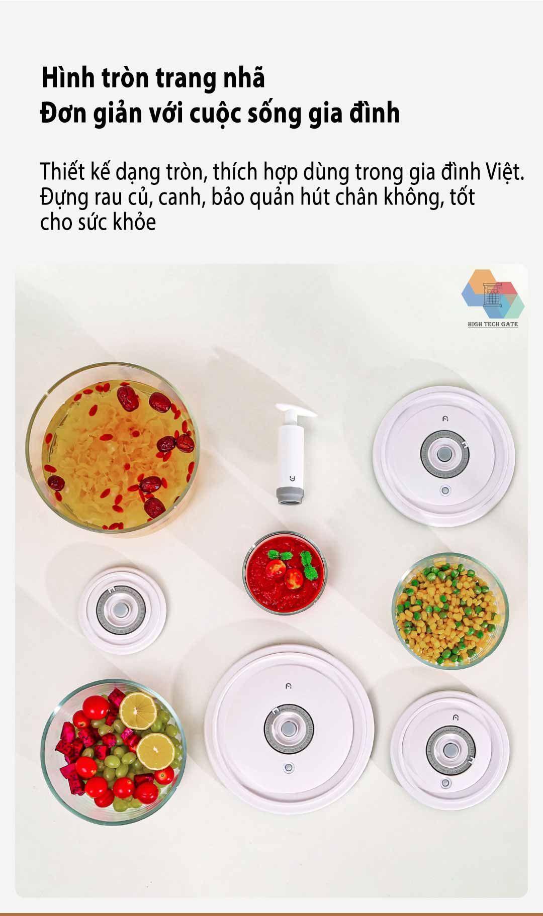 Hộp thủy tinh bảo quản chân không thực phẩm gia đình Xiaomi Youpin BUD, hàng chính hãng