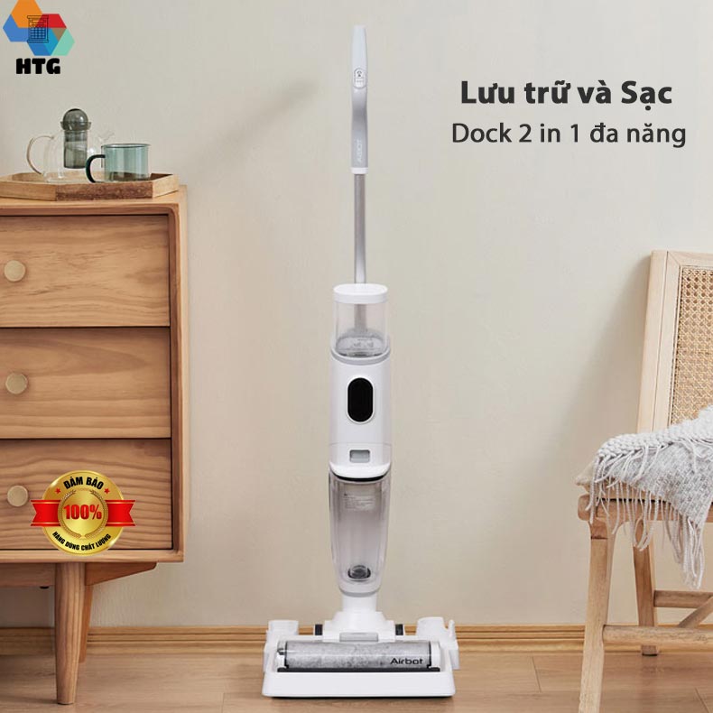 Máy hút bụi lau sàn không dây hút ướt công nghệ mới Airbot Iclean Pro, hút dầu mỡ, thức ăn, rác thải, tự động Giặt Dẻ siêu tiện lợi