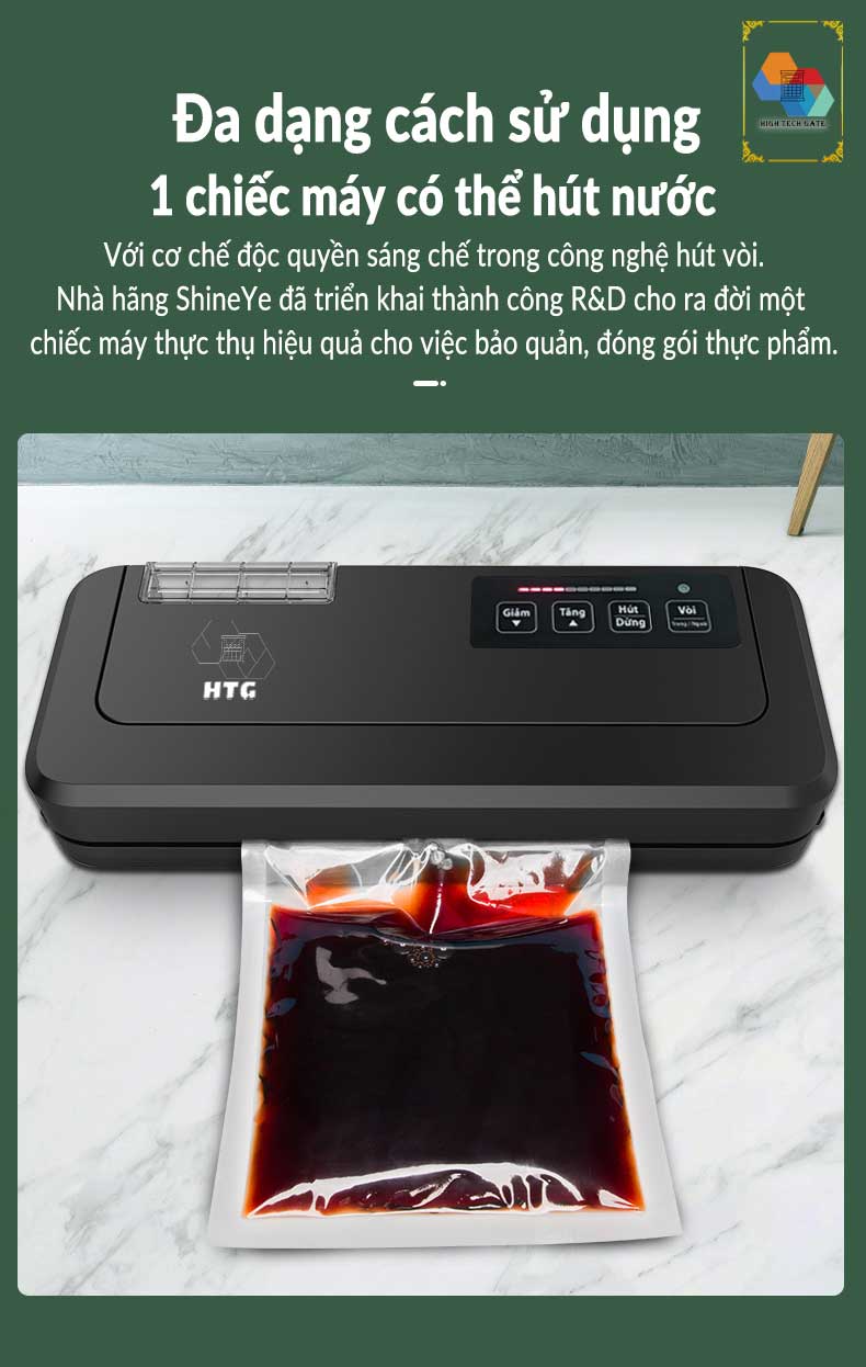 Máy hút chân không ShineYe HTG-P290A không kén túi, bao bì, bọc hút,phiên bản tiếng việt, hàng chính hãng