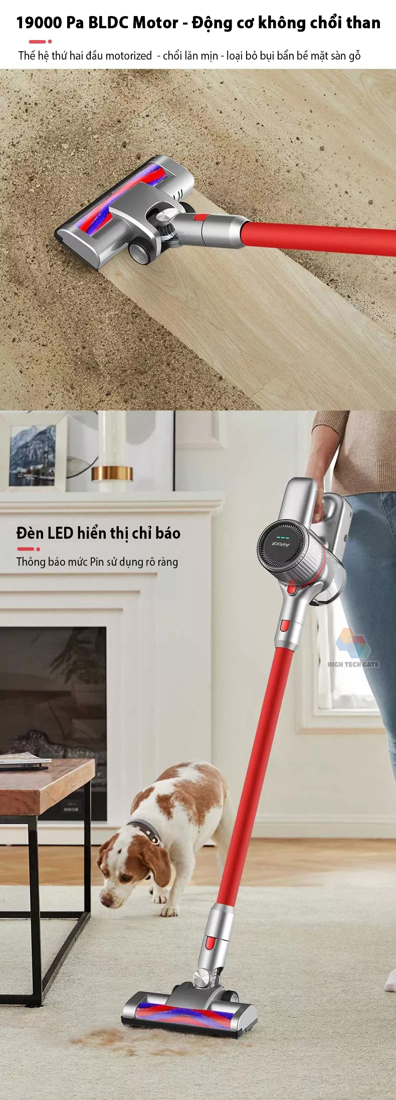 Máy hút bụi không dây Airbot cầm tay gia đình và hút bụi ô tô giường nệm, xe hơi phiên bản 3.0 bản full có giá gắn tường