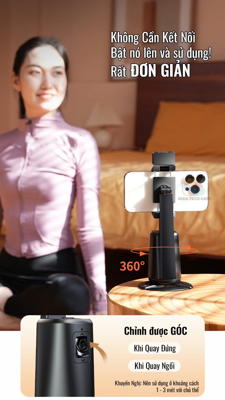 Chân kẹp AI theo dõi chủ thể cho điện thoại livestream, quay Video A200 nâng cấp