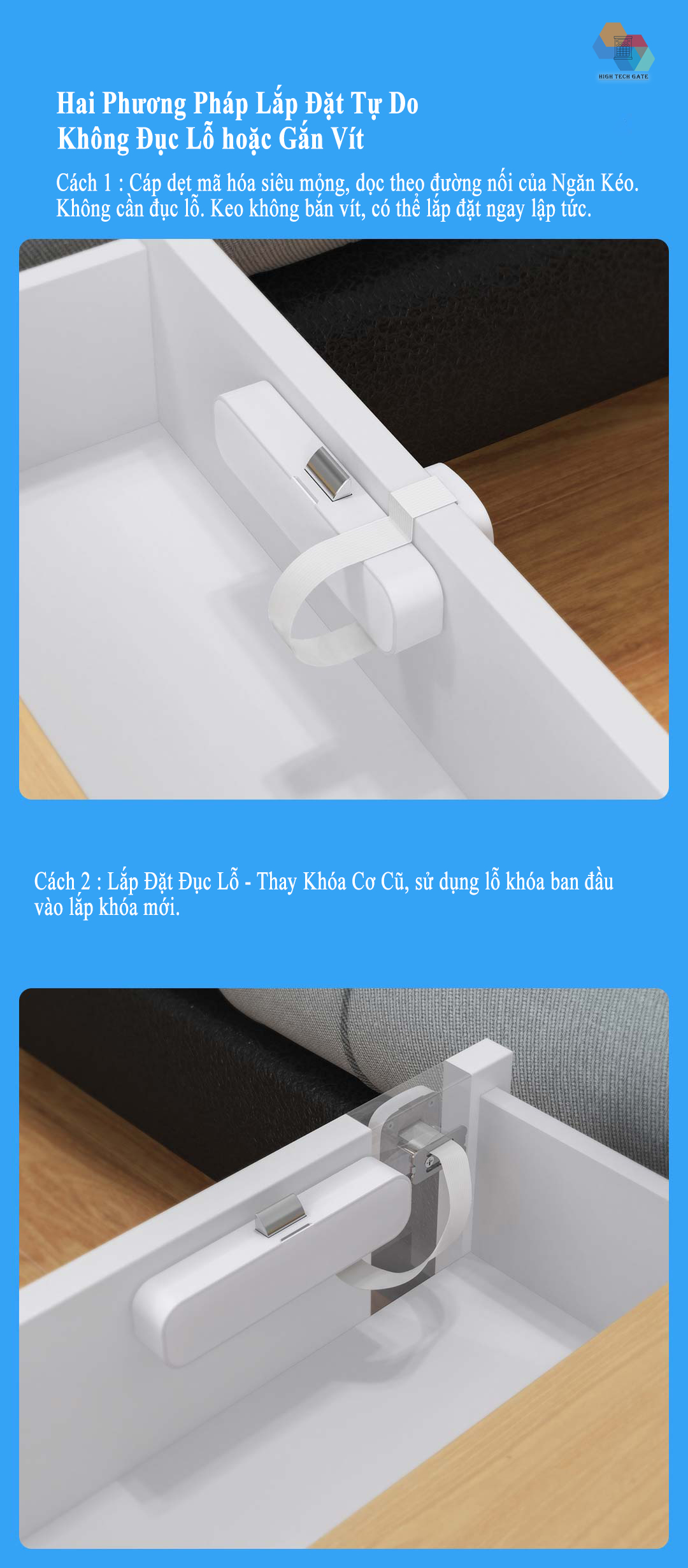 Khóa Tủ Vân Tay Thông Minh Xiaomi Yeelock ZNGS06YSB lắp đặt dễ dàng, thiết lập lên đến 16 vân tay, không cần chìa khóa, tốc độ xử lý 0.5 giây, phù hợp với đa dạng tủ, hàng chính hãng