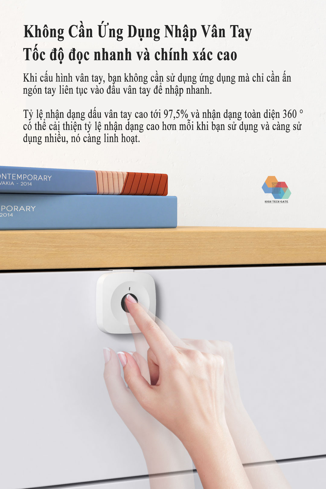 Khóa Tủ Vân Tay Thông Minh Xiaomi Yeelock ZNGS06YSB lắp đặt dễ dàng, thiết lập lên đến 16 vân tay, không cần chìa khóa, tốc độ xử lý 0.5 giây, phù hợp với đa dạng tủ, hàng chính hãng