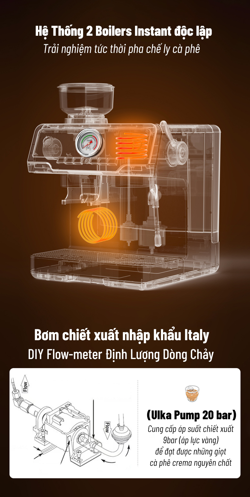 Bộ máy pha cà phê CF08 xay hạt cà phê, lấy nước nóng, đánh bọt sữa độc lập, toàn diện DIY chức năng