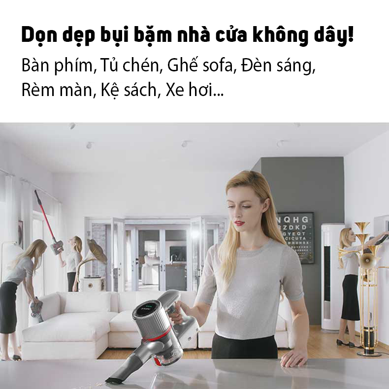 Máy hút bụi không dây Airbot cầm tay gia đình và hút bụi ô tô giường nệm, xe hơi phiên bản 3.0 bản full có giá gắn tường
