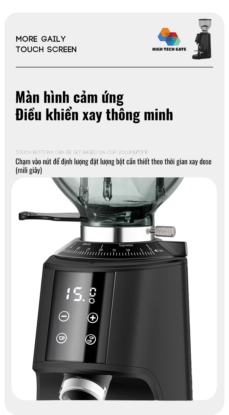 Máy Xay Cà Phê G9A Tự Động 2 Lập Trình, 100 Cấp Xay Cực Mịn, Thương Mại Chuyên Nghiệp, Bản Nâng Cấp