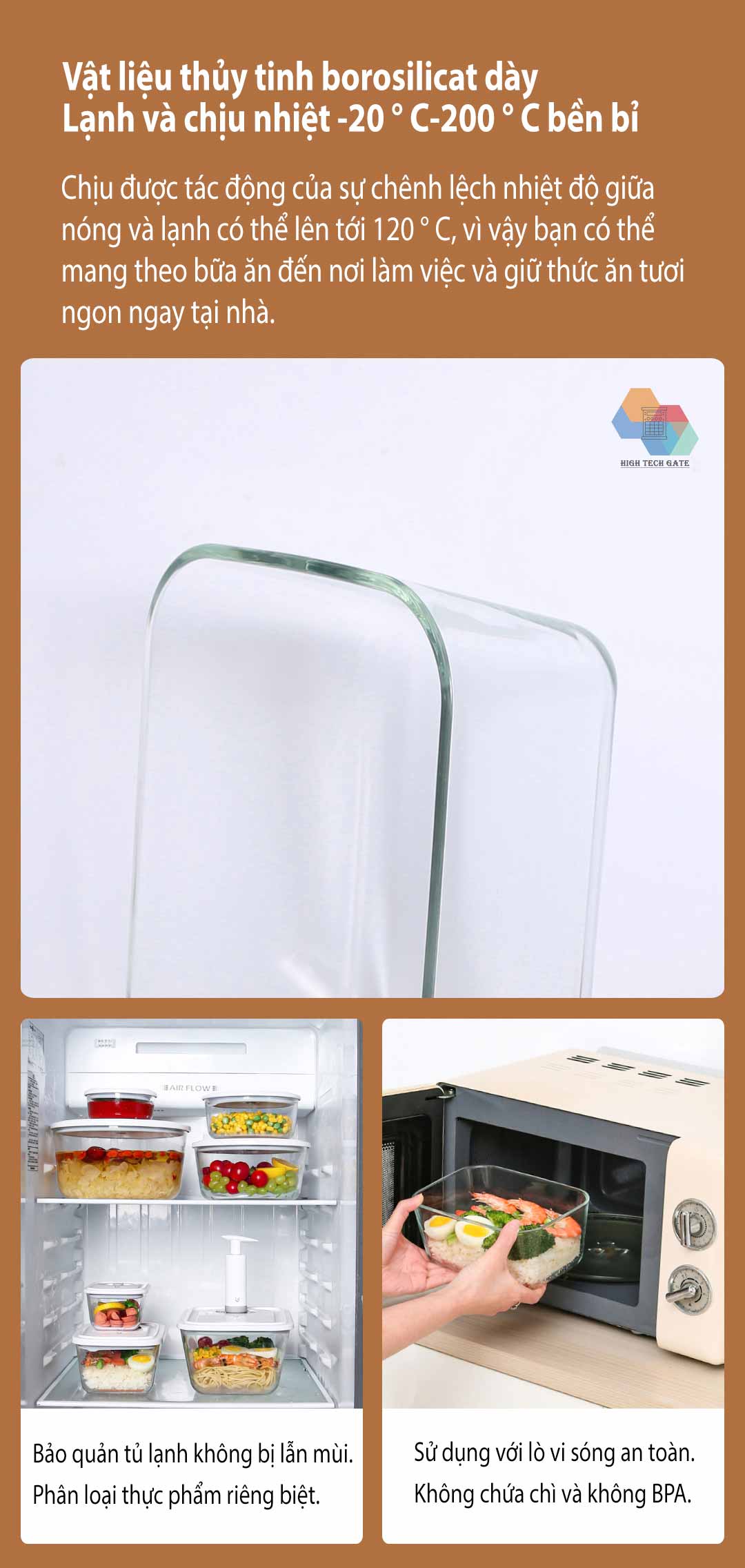 Hộp thủy tinh bảo quản chân không thực phẩm gia đình Xiaomi Youpin BUD, hàng chính hãng