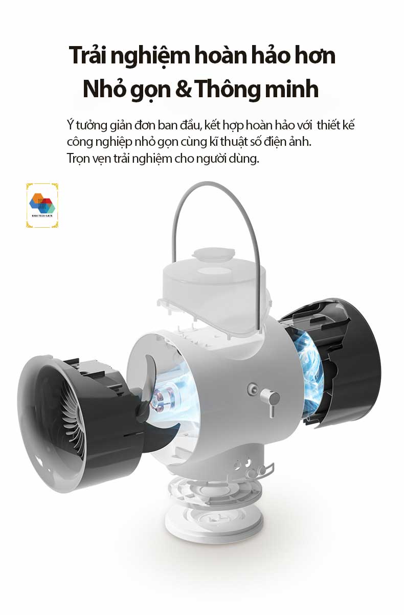 Quạt không dây phun sương tạo ẩm WT-F50 kết hợp tinh dầu tạo hương thơm, tự đông xoay 120º, 3 cấp độ gió mạnh mẽ, kiêm đèn ngủ bật tắt bảo vệ mắt, hàng chính hãng