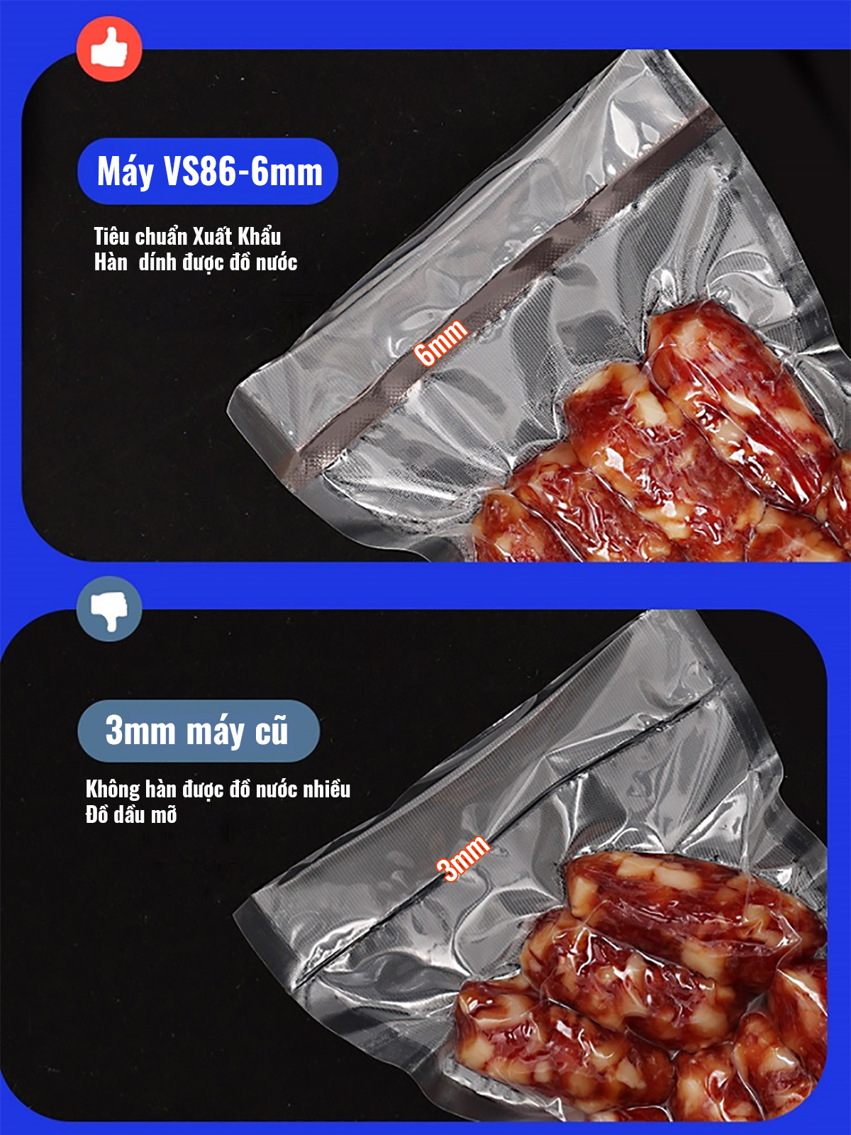 Máy Hút Chân Không VS86 Hút Mọi Loại Túi, 2 Động Cơ, Hàn Thông Minh Hàng