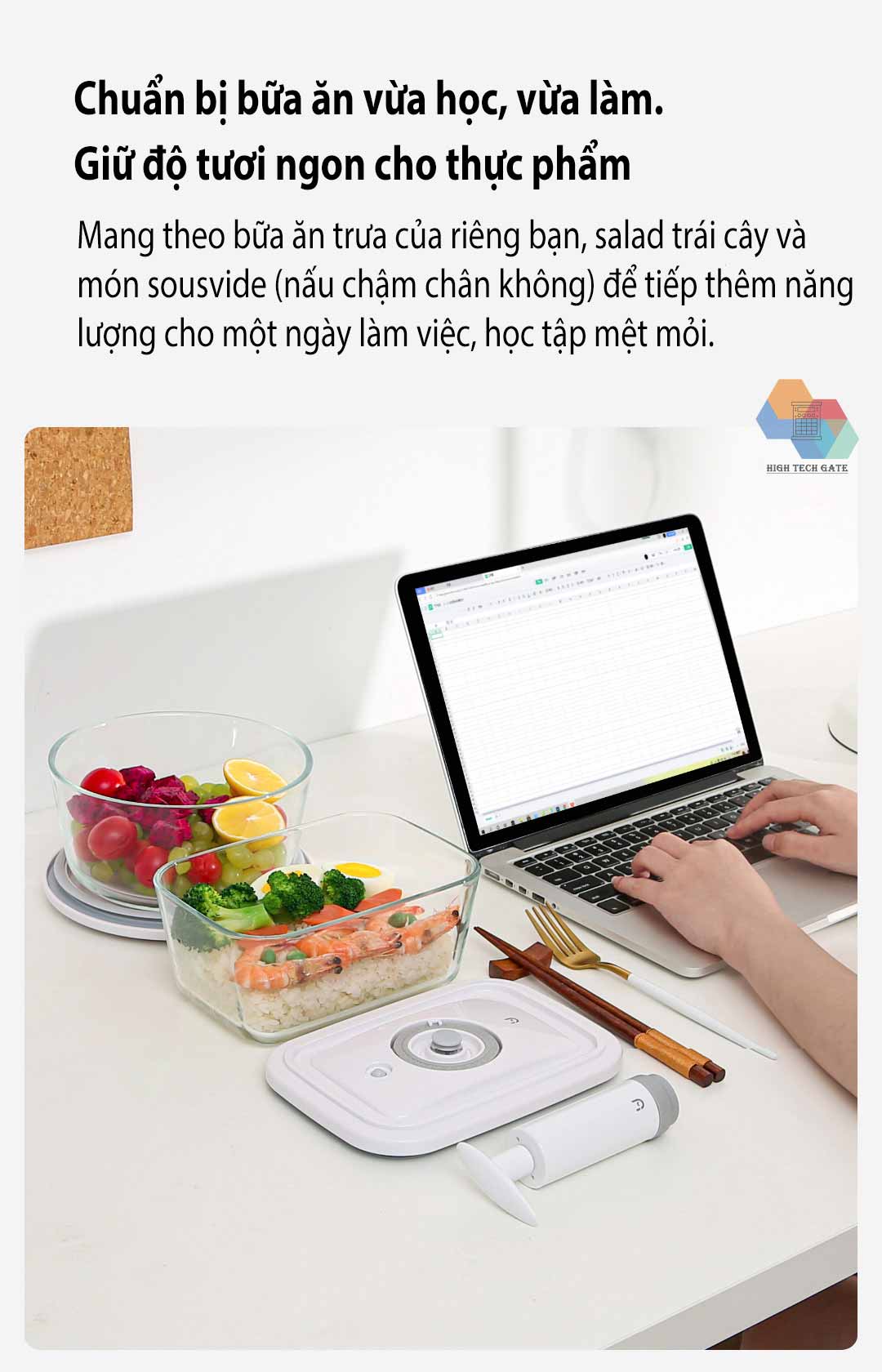 Hộp thủy tinh bảo quản chân không thực phẩm gia đình Xiaomi Youpin BUD, hàng chính hãng