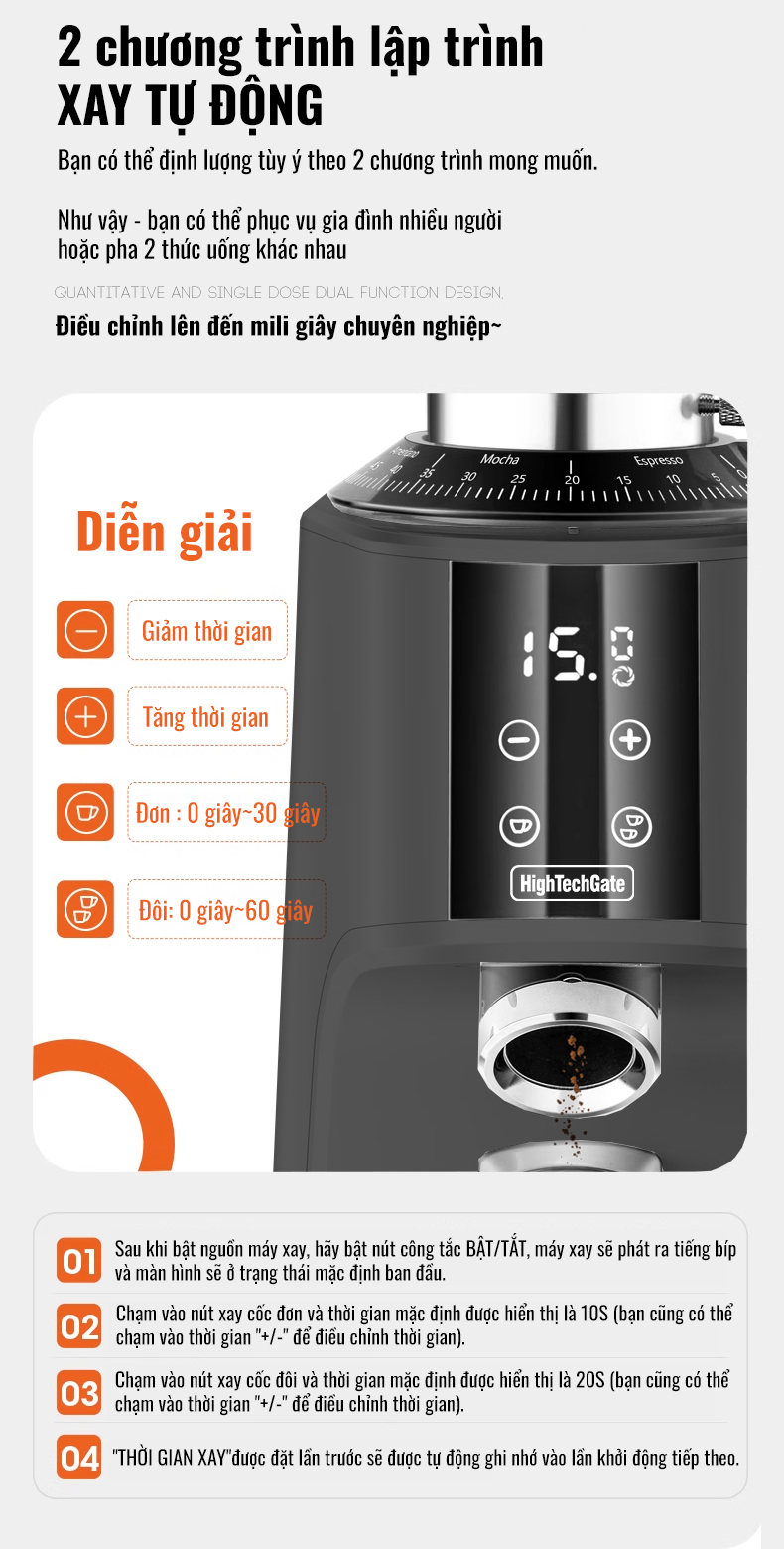 Máy Xay Cà Phê G9A Tự Động 2 Lập Trình, 100 Cấp Xay Cực Mịn, Thương Mại Chuyên Nghiệp, Bản Nâng Cấp