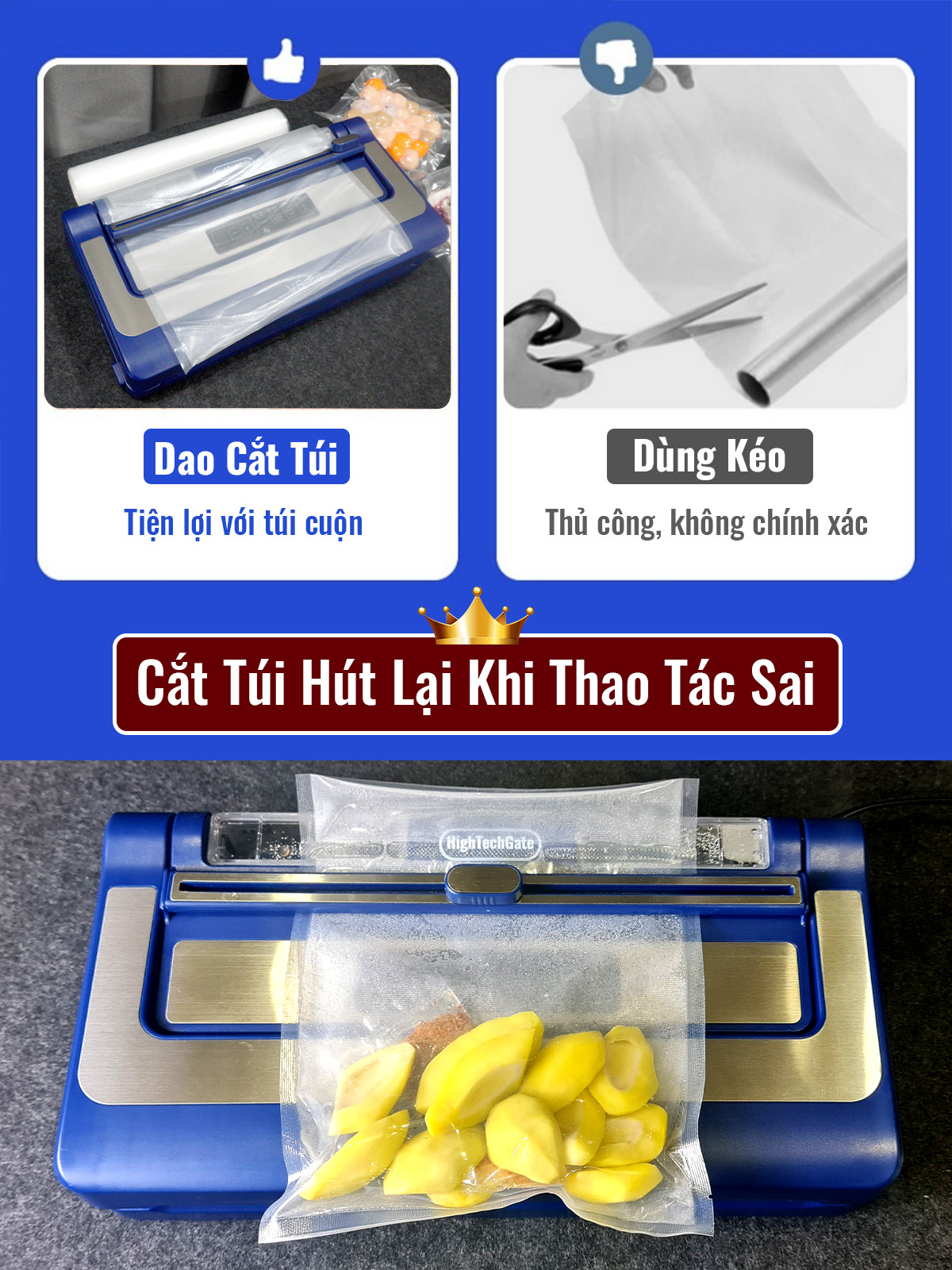  Máy Hút Chân Không VS86 Hút Mọi Loại Túi, 2 Động Cơ, Hàn Thông Minh Hàng