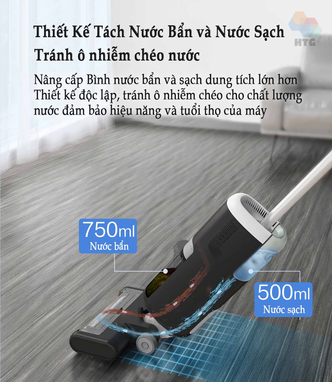 Máy lau nhà hút bụi Sawadaki FG3616 công nghệ mới 3 in 1, tự động giặt giẻ 4s, nâng cấp hút 15000Pa