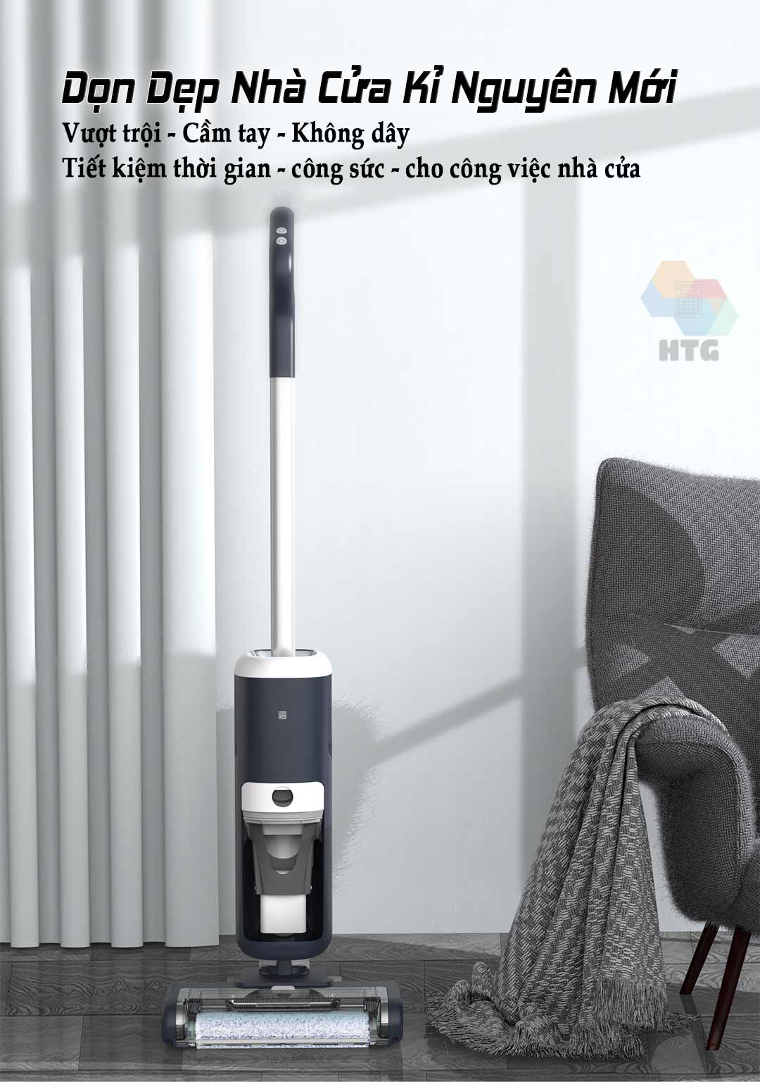 Máy lau nhà hút bụi Sawadaki FG3616 công nghệ mới 3 in 1, tự động giặt giẻ 4s, nâng cấp hút 15000Pa