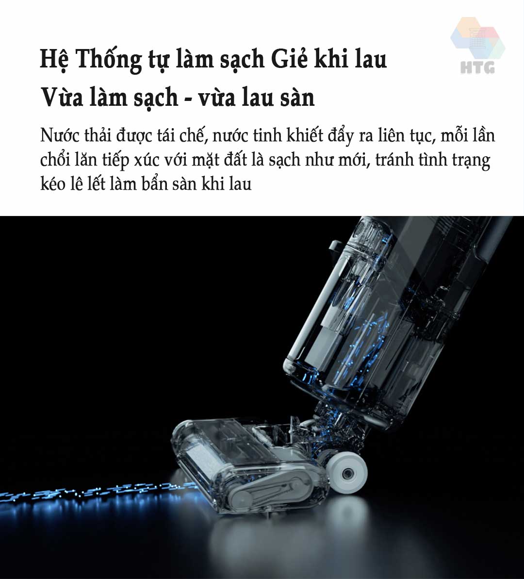 Máy lau nhà hút bụi Sawadaki FG3616 công nghệ mới 3 in 1, tự động giặt giẻ 4s, nâng cấp hút 15000Pa